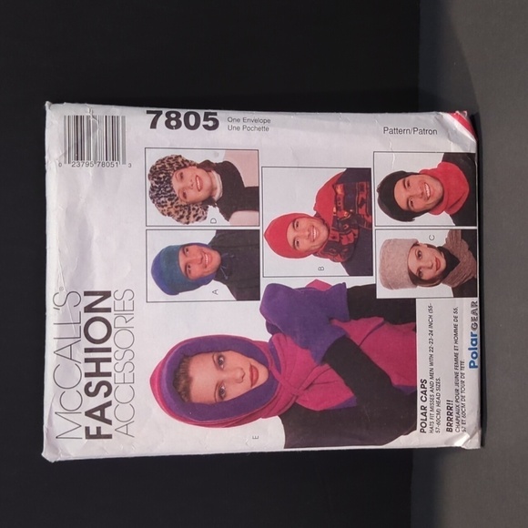 McCall's 7805 Uncut Polar Gear Fashion Accessories Sewing Pattern - Picture 1 of 4